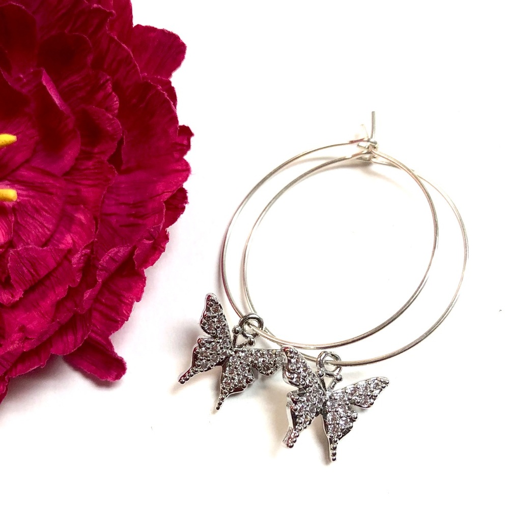 Butterfly Earrings, Hoops, Dragonfly, Flower